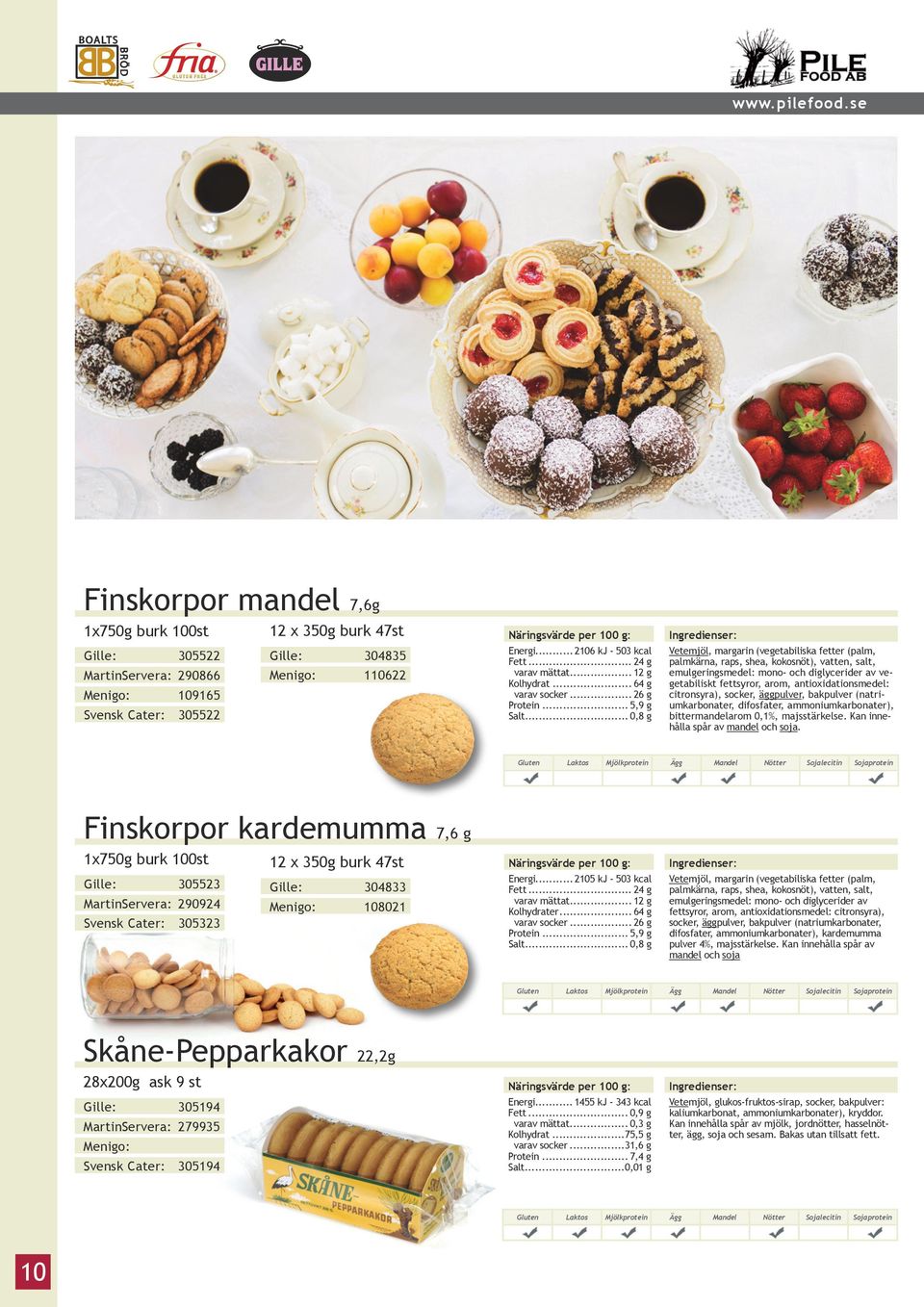 .. 0,8 g Vetemjöl, margarin (vegetabiliska fetter (palm, palmkärna, raps, shea, kokosnöt), vatten, salt, emulgeringsmedel: mono- och diglycerider av vegetabiliskt fettsyror, arom,