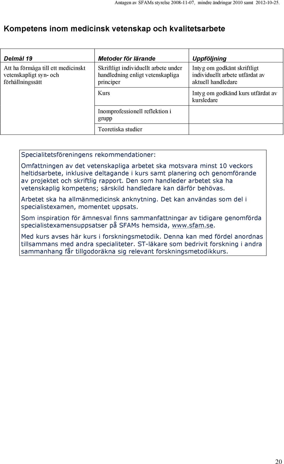 vetenskapliga arbetet ska motsvara minst 10 veckors heltidsarbete, inklusive deltagande i kurs samt planering och genomförande av projektet och skriftlig rapport.