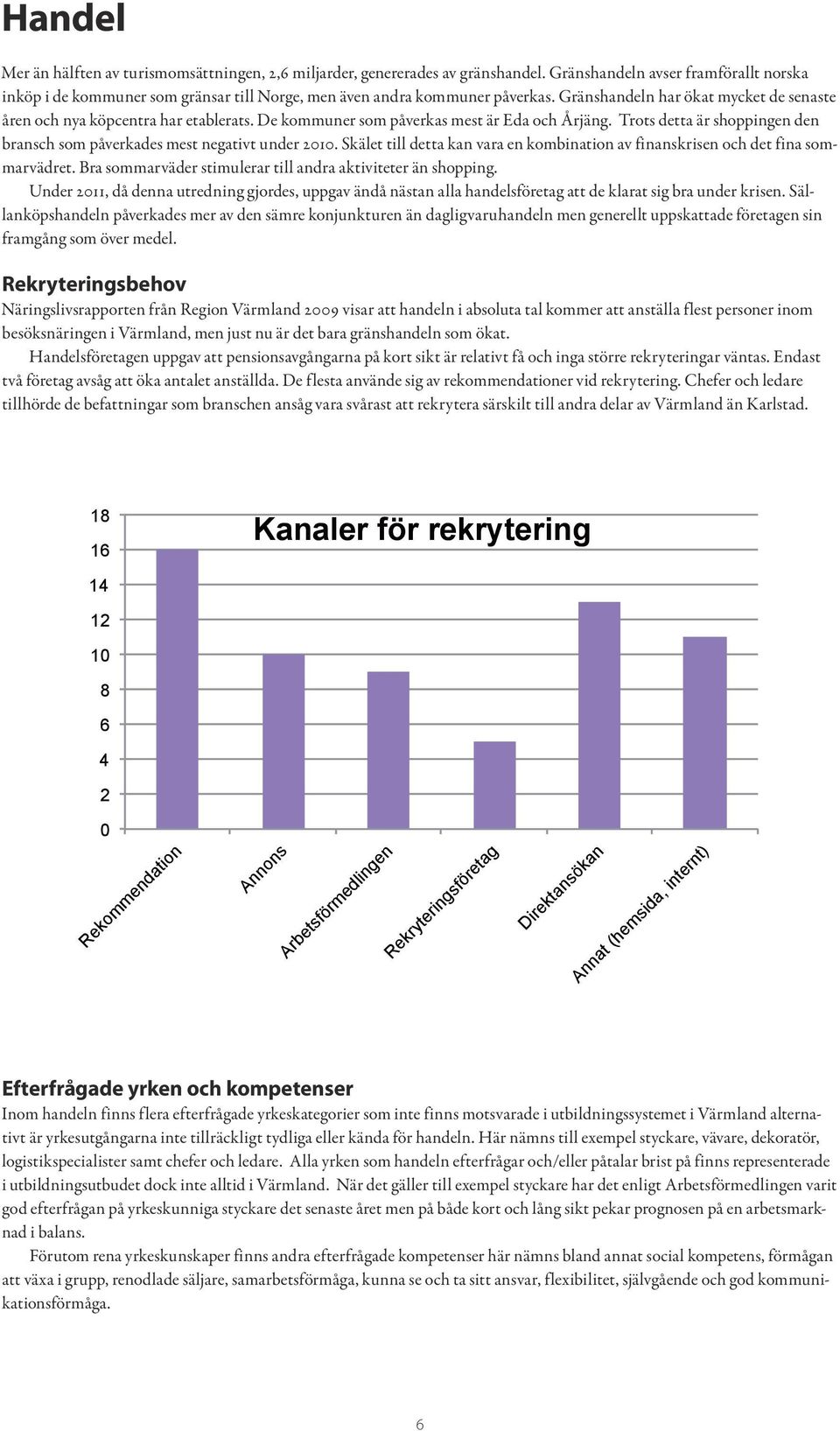 De kommuner som påverkas mest är Eda och Årjäng. Trots detta är shoppingen den bransch som påverkades mest negativt under 2010.