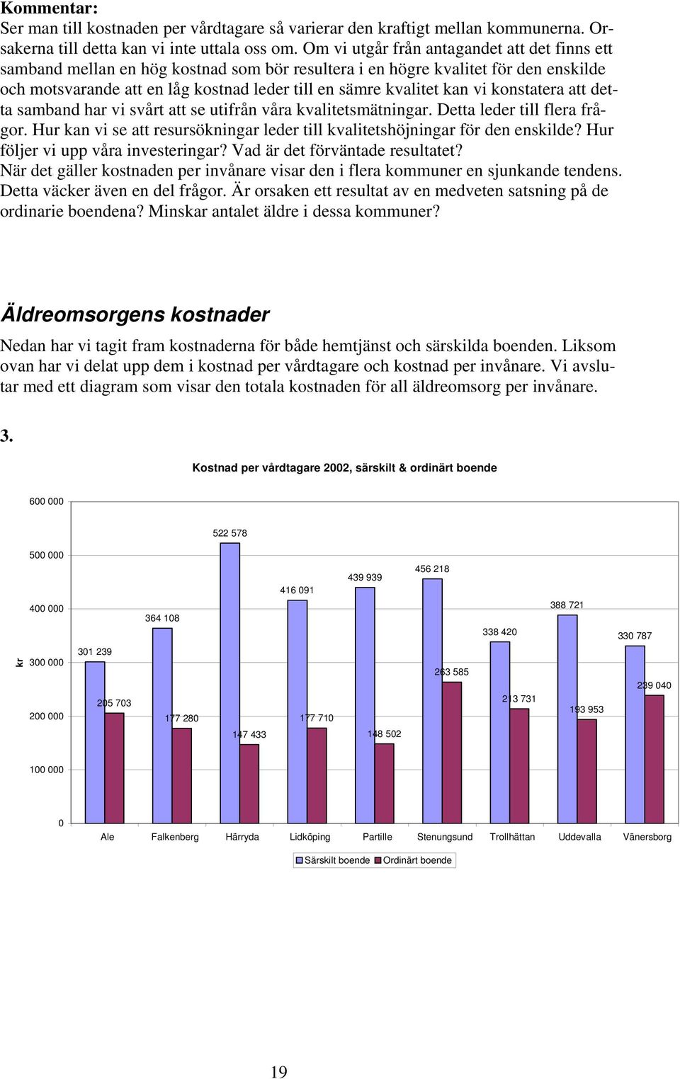 vi konstatera att detta samband har vi svårt att se utifrån våra kvalitetsmätningar. Detta leder till flera frågor. Hur kan vi se att resursökningar leder till kvalitetshöjningar för den enskilde?