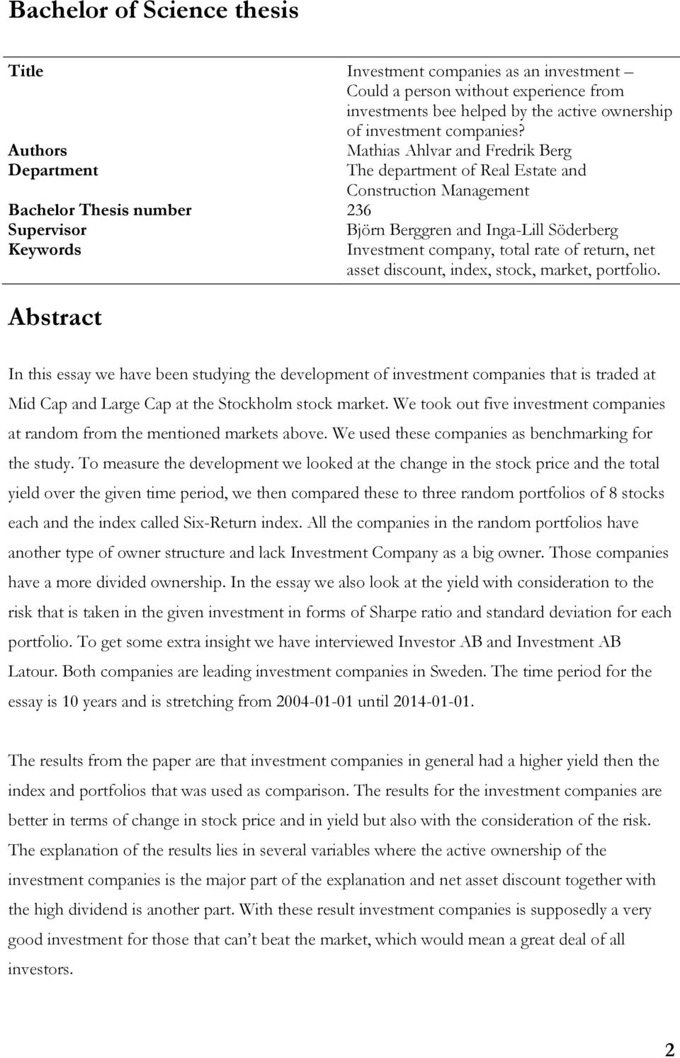 Investment company, total rate of return, net asset discount, index, stock, market, portfolio.