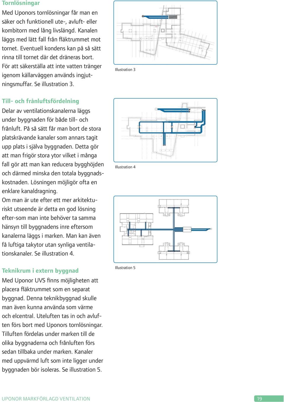 Till- och frånluftsfördelning Delar av ventilationskanalerna läggs under byggnaden för både till- och frånluft.