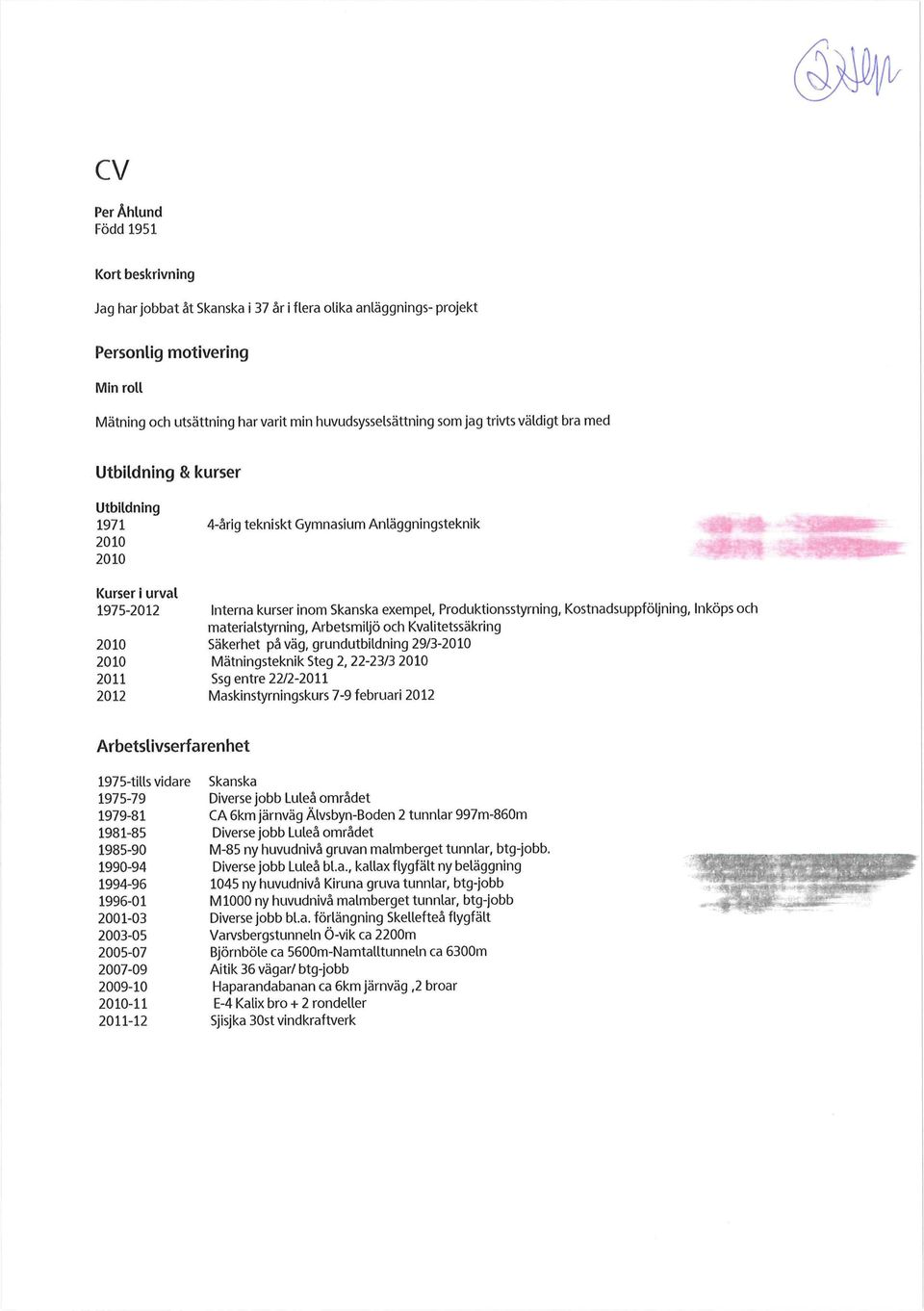 Produktionsstyrning, Kostnadsuppföljning, Inköps och materialstyrning, Arbetsmiljö och Kvalitetssäkring Säkerhet på väg, grundutbildning 29/3-21 Mätningsteknik Steg 2, 22-23/3 21 Ssg entré 22/2-211