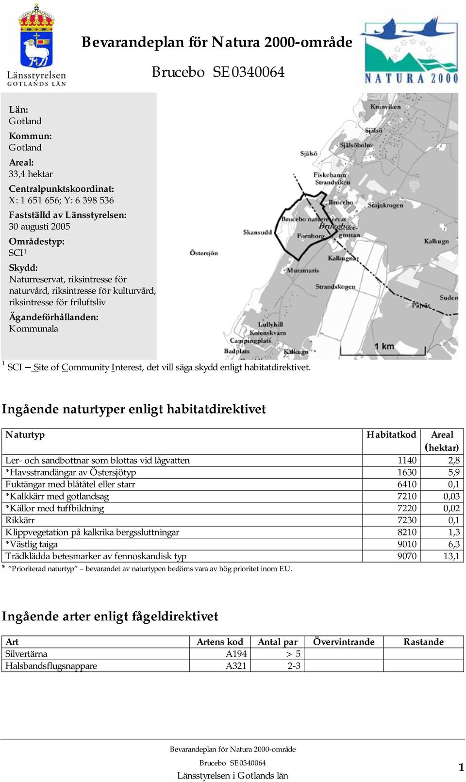 Ingående naturtyper enligt habitatdirektivet Naturtyp Habitatkod Areal (hektar) Ler- och sandbottnar som blottas vid lågvatten 1140 2,8 *Havsstrandängar av Östersjötyp 1630 5,9 Fuktängar med blåtåtel