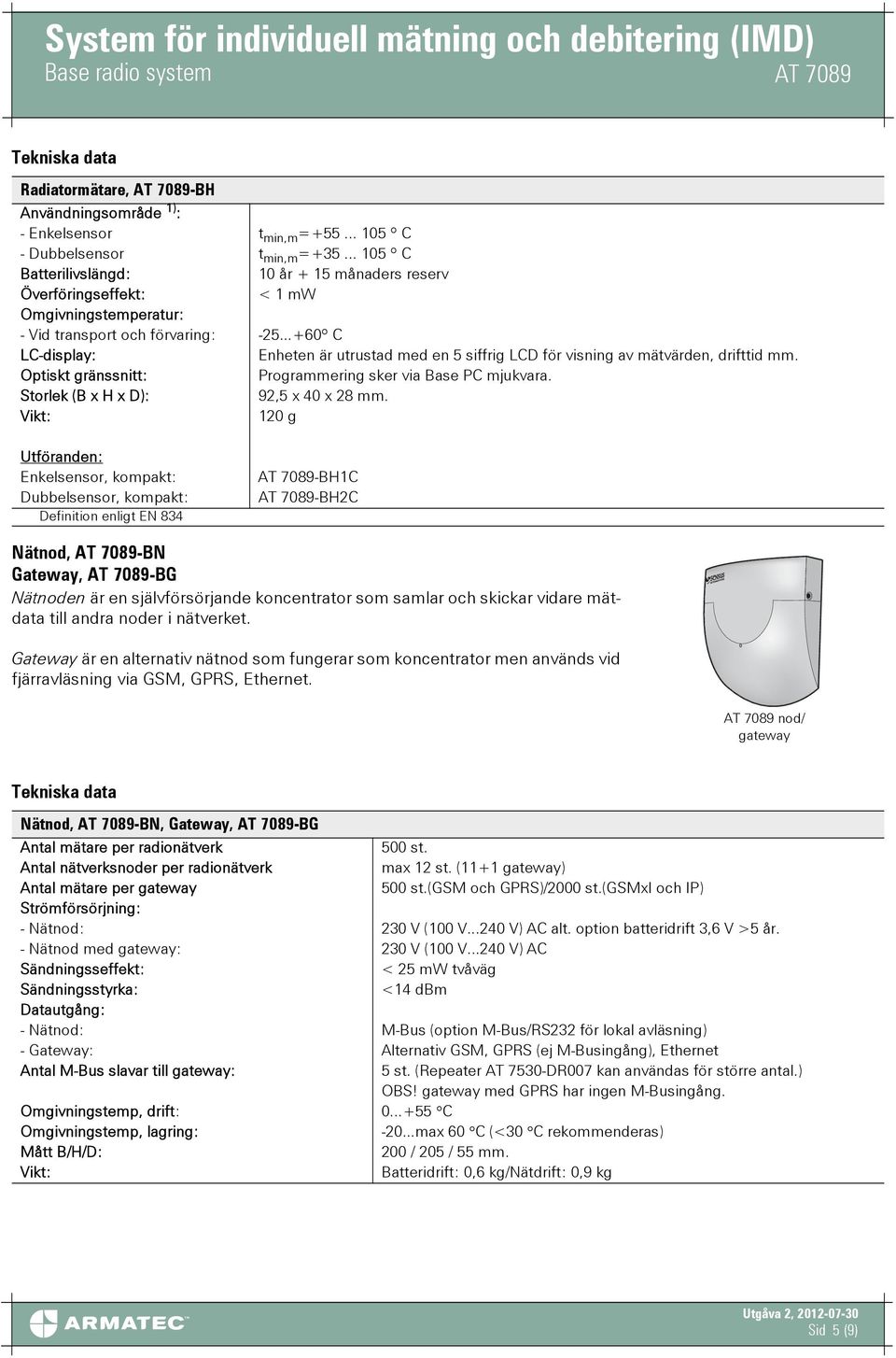 ..+60º C LC-display: Enheten är utrustad med en 5 siffrig LCD för visning av mätvärden, drifttid mm. Optiskt gränssnitt: Programmering sker via Base PC mjukvara.