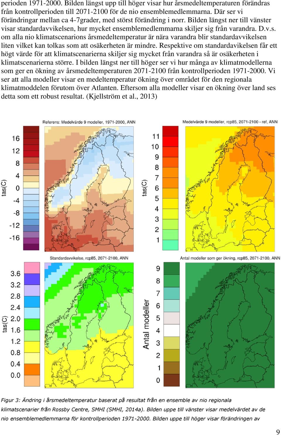 Respektive om standardavikelsen får ett högt värde för att klimatscenarierna skiljer sig mycket från varandra så är osäkerheten i klimatscenarierna större.