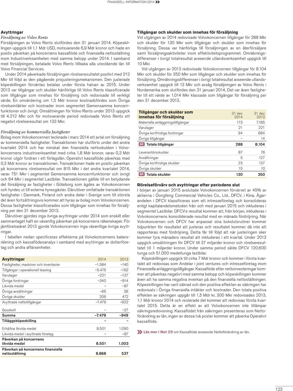 under. I samband med försäljningen, betalade Volvo Rents tillbaka alla utestående lån till Volvo Financial Services.