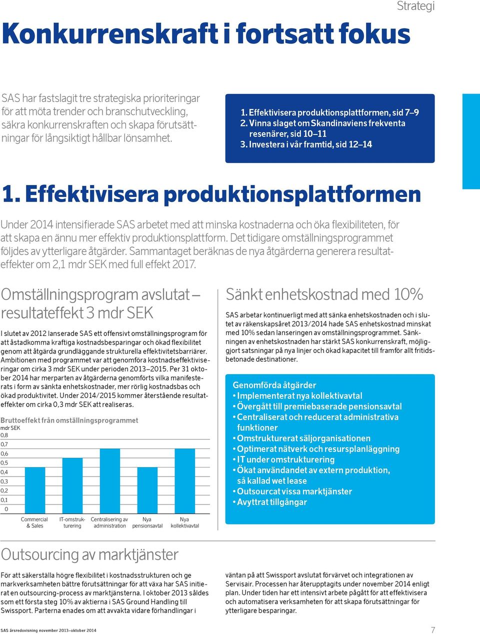 Effektivisera produktionsplattformen Under intensifierade SAS arbetet med att minska kostnaderna och öka flexibiliteten, för att skapa en ännu mer effektiv produktionsplattform.