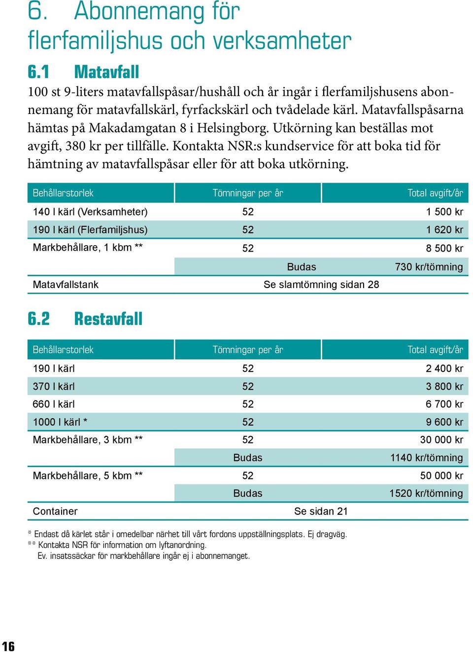 Kontakta NSR:s kundservice för att boka tid för hämtning av matavfallspåsar eller för att boka utkörning.