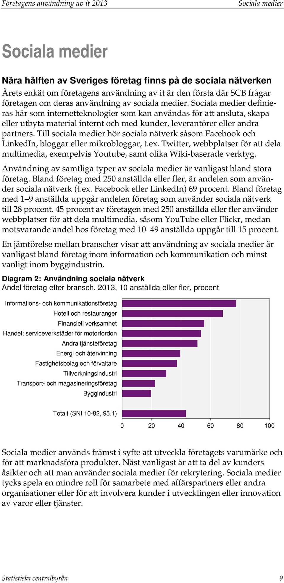 Sociala medier definieras här som internetteknologier som kan användas för att ansluta, skapa eller utbyta material internt och med kunder, leverantörer eller andra partners.
