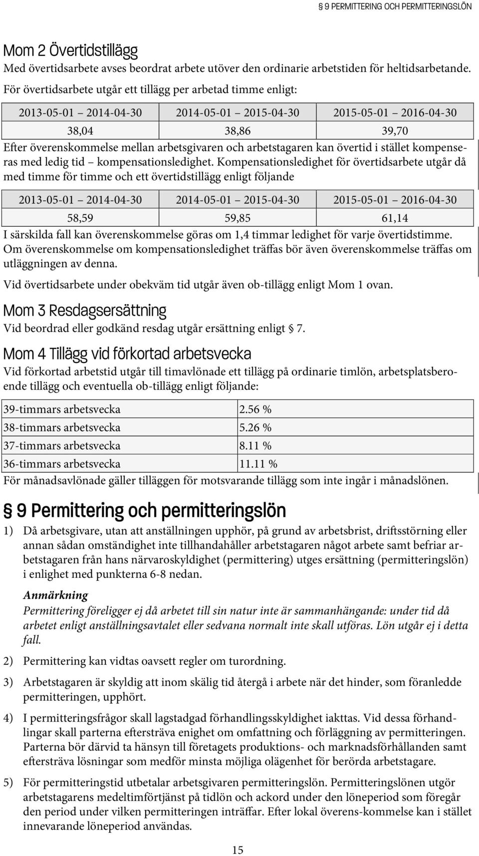 arbetstagaren kan övertid i stället kompenseras med ledig tid kompensationsledighet.