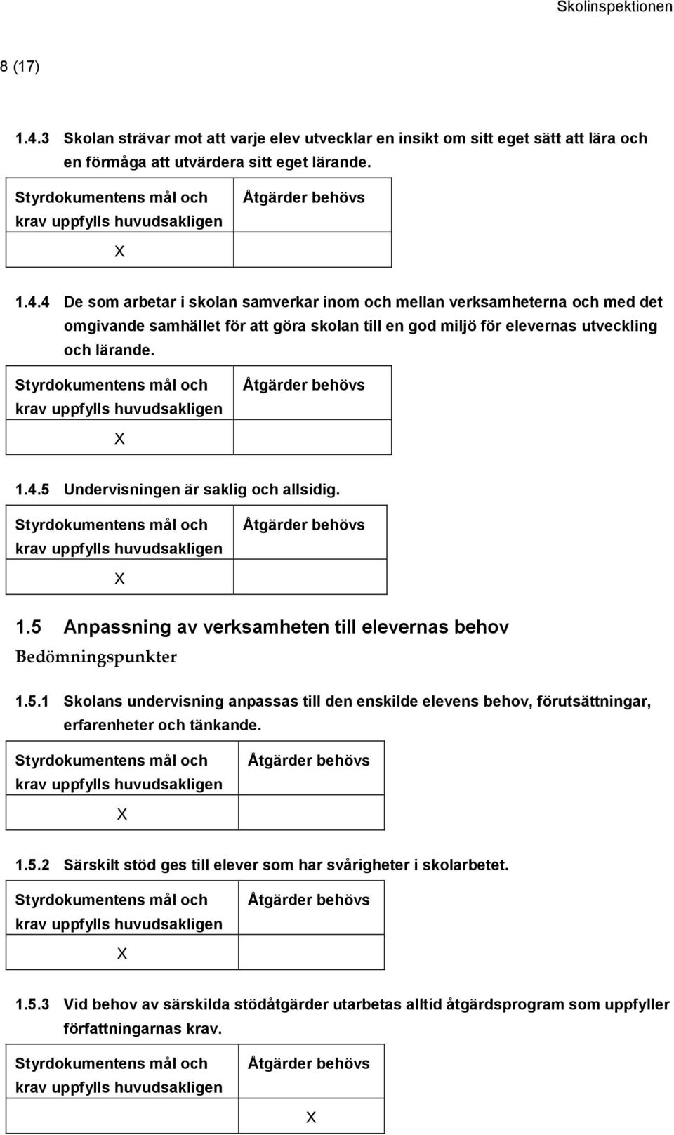 4 De som arbetar i skolan samverkar inom och mellan verksamheterna och med det omgivande samhället för att göra skolan till en god miljö för elevernas utveckling och lärande. 1.