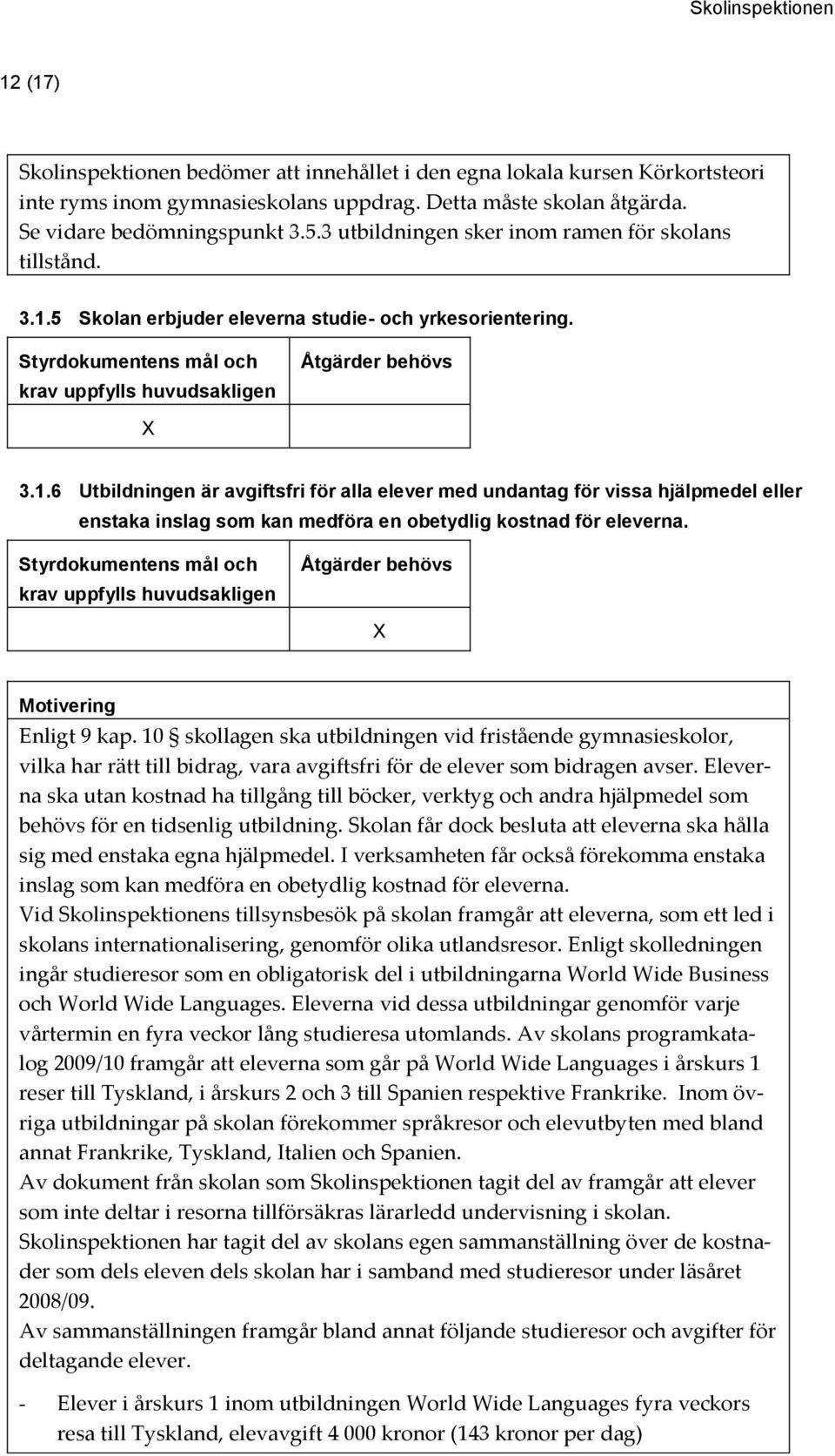 5 Skolan erbjuder eleverna studie- och yrkesorientering. 3.1.