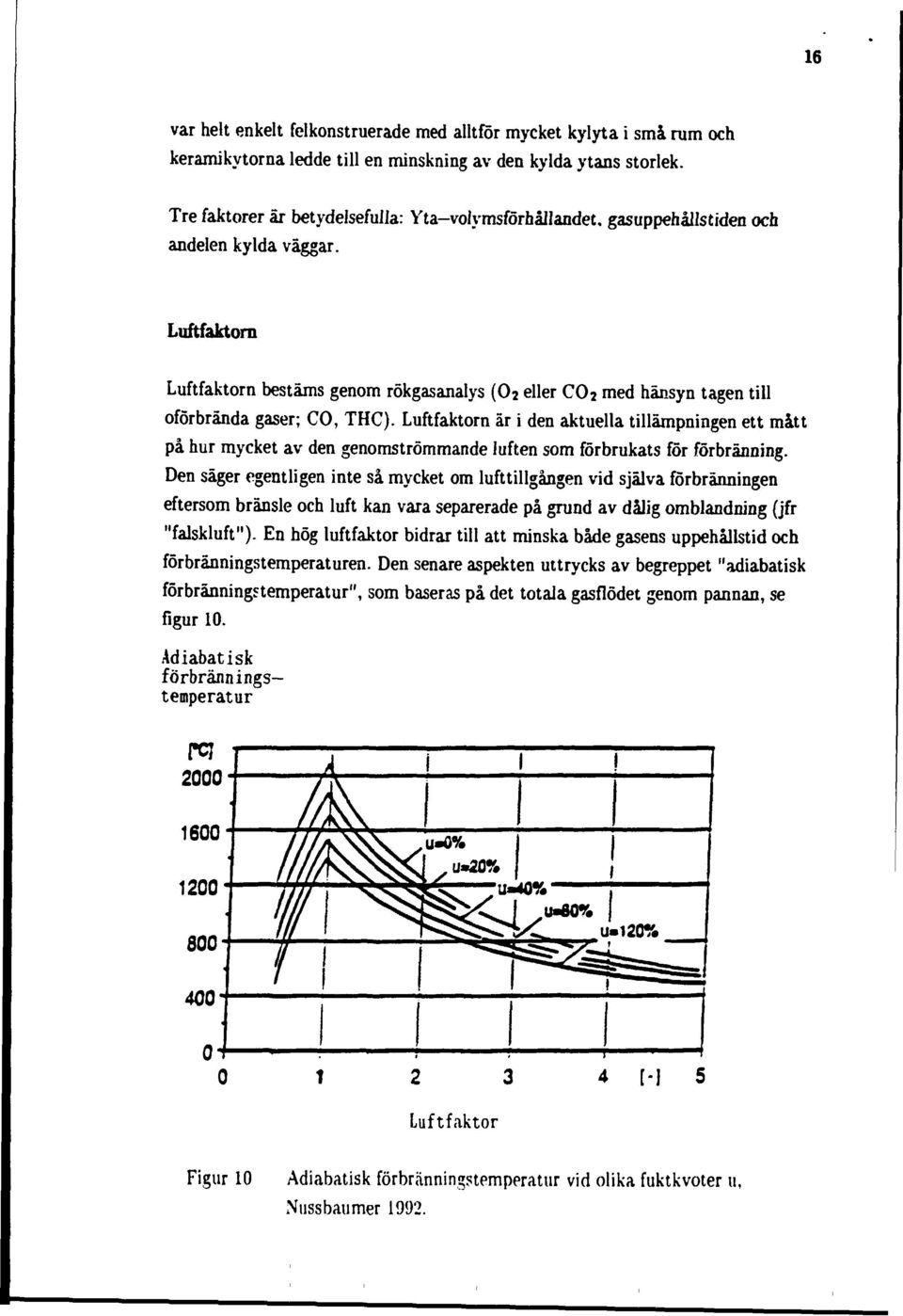 Luftfaktorn Luftfaktorn bestäms genom rökgasanalys (O 2 eller CO 2 med hänsyn tagen till oförbrända gaser; CO, THC).