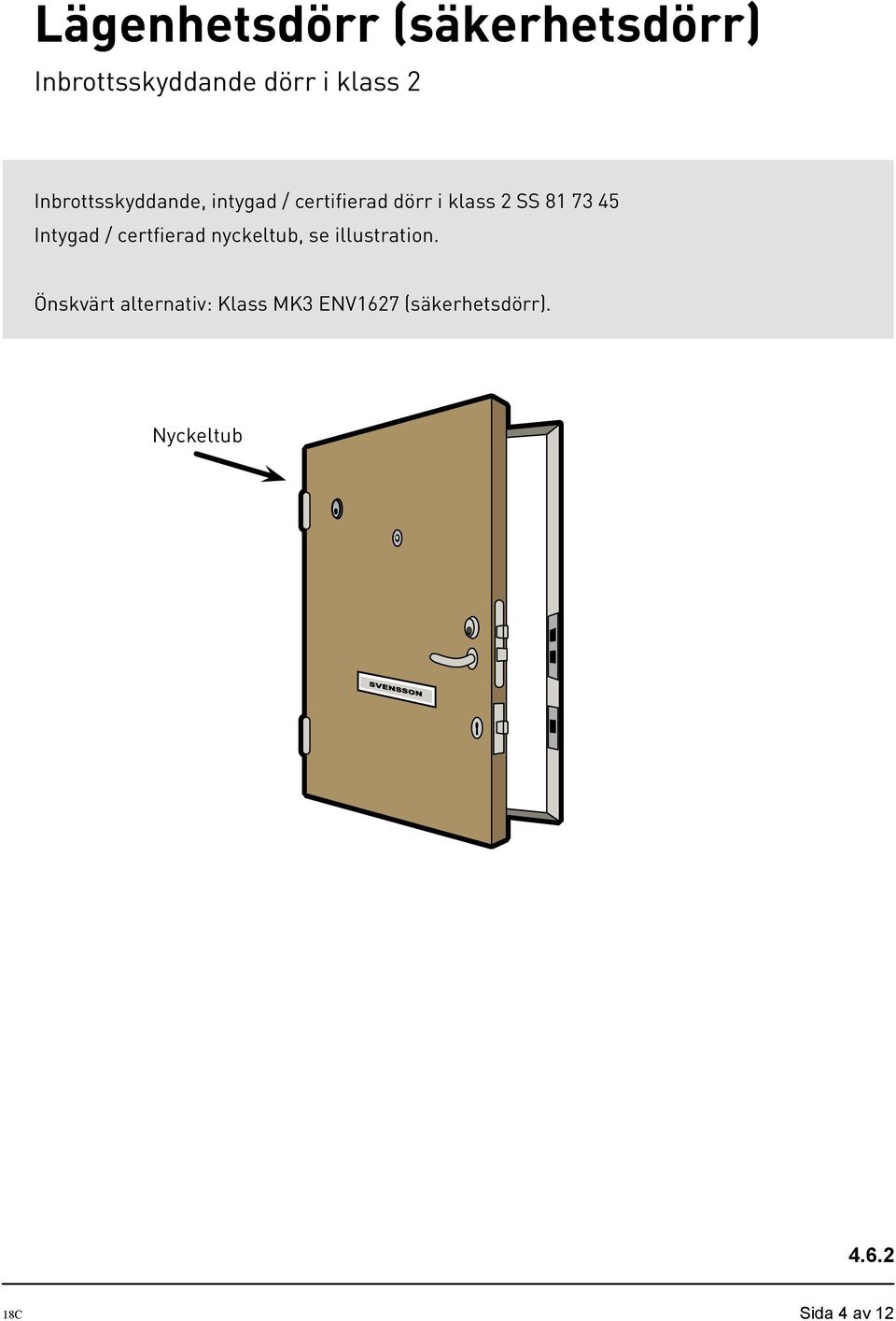 73 45 Intygad / certfierad nyckeltub, se illustration.