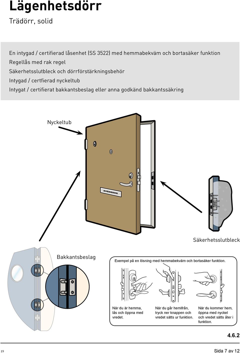 bakkantssäkring Säkerhetsslutbleck Bakkantsbeslag Exempel på en lösning med hemmabekväm och bortasäker funktion.