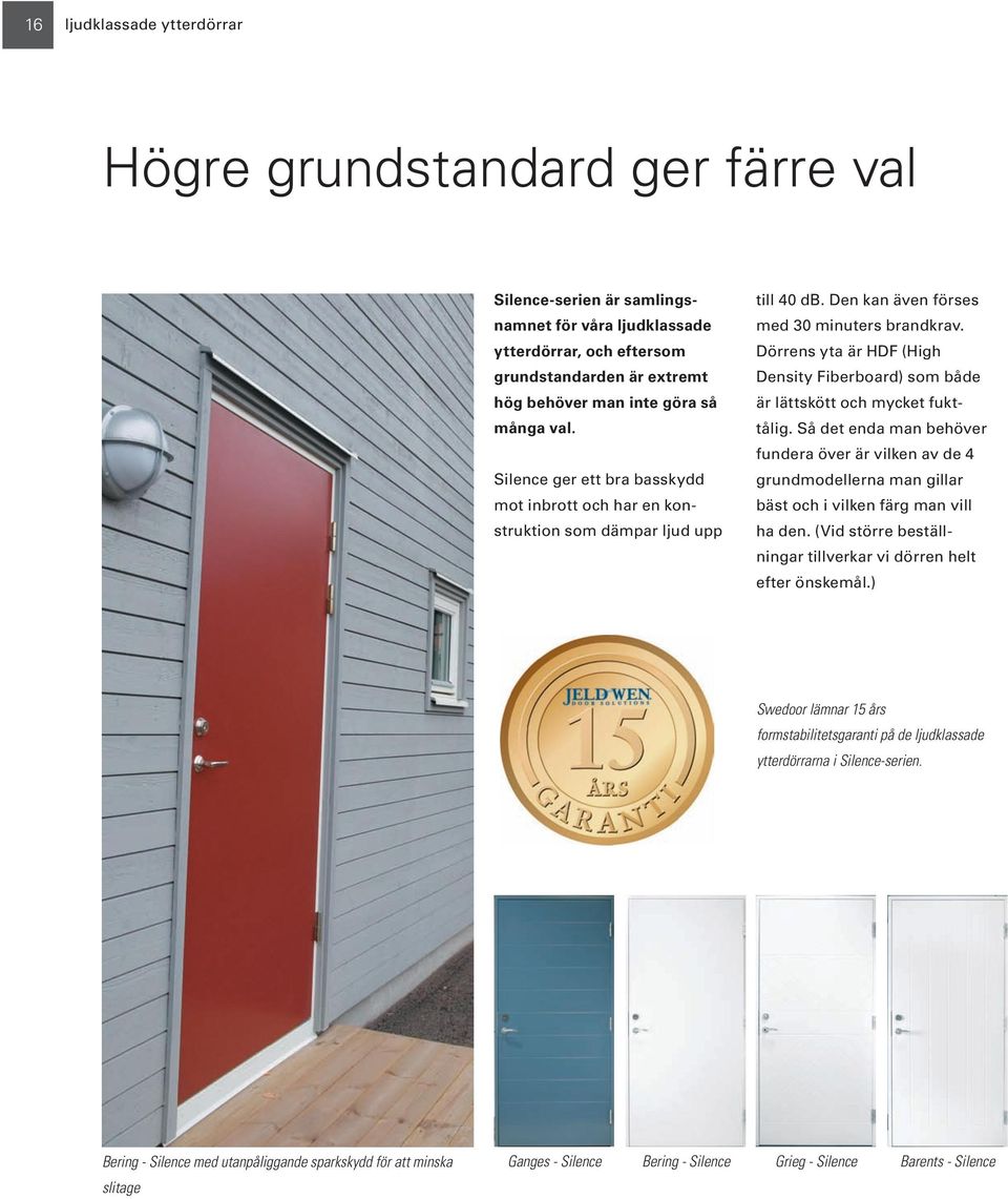 Dörrens yta är HDF (High Density Fiberboard) som både är lättskött och mycket fukttålig.