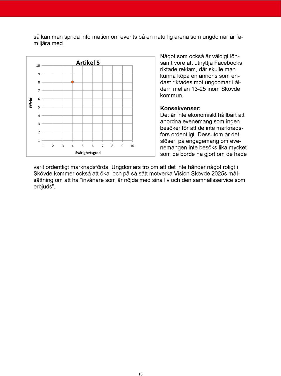 - inom Skövde kommun. Konsekvenser: Det är inte ekonomiskt hållbart att anordna evenemang som ingen besöker för att de inte marknadsförs ordentligt.