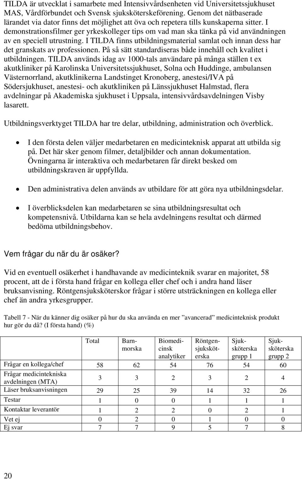 I demonstrationsfilmer ger yrkeskolleger tips om vad man ska tänka på vid användningen av en speciell utrustning.