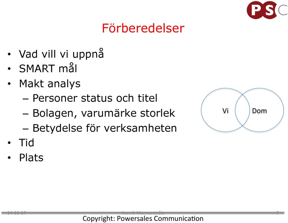 Betydelse för verksamheten Tid Plats Vi Dom 14-11- 17