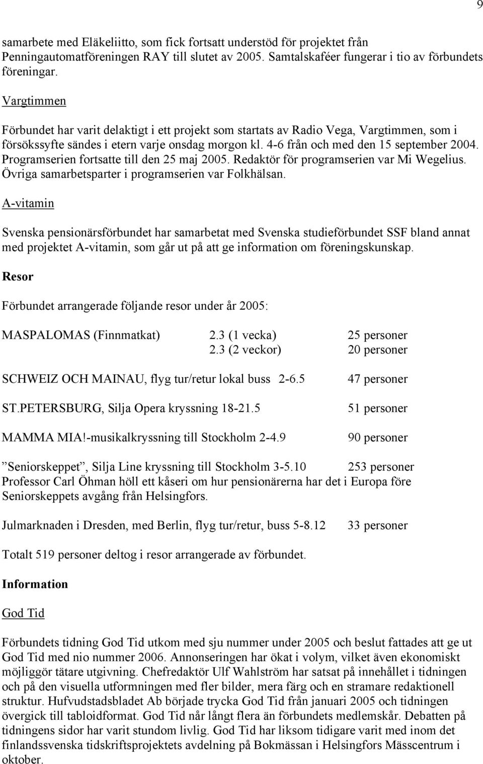 Programserien fortsatte till den 25 maj 2005. Redaktör för programserien var Mi Wegelius. Övriga samarbetsparter i programserien var Folkhälsan.