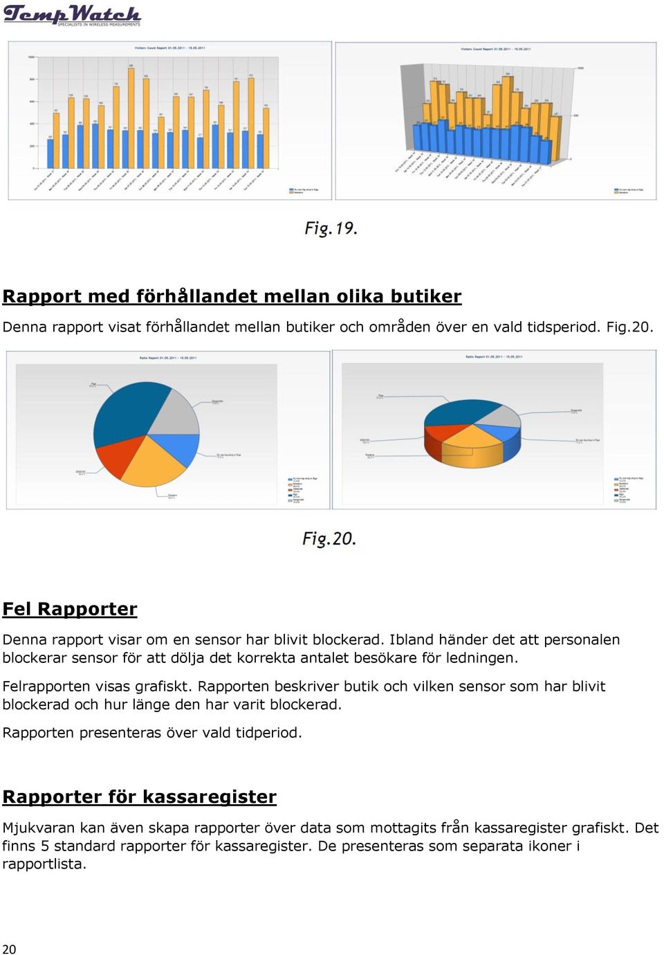 Felrapporten visas grafiskt. Rapporten beskriver butik och vilken sensor som har blivit blockerad och hur länge den har varit blockerad. Rapporten presenteras över vald tidperiod.