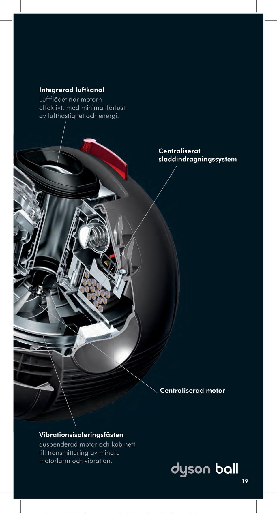 Centraliserat sladdindragningssystem Centraliserad motor