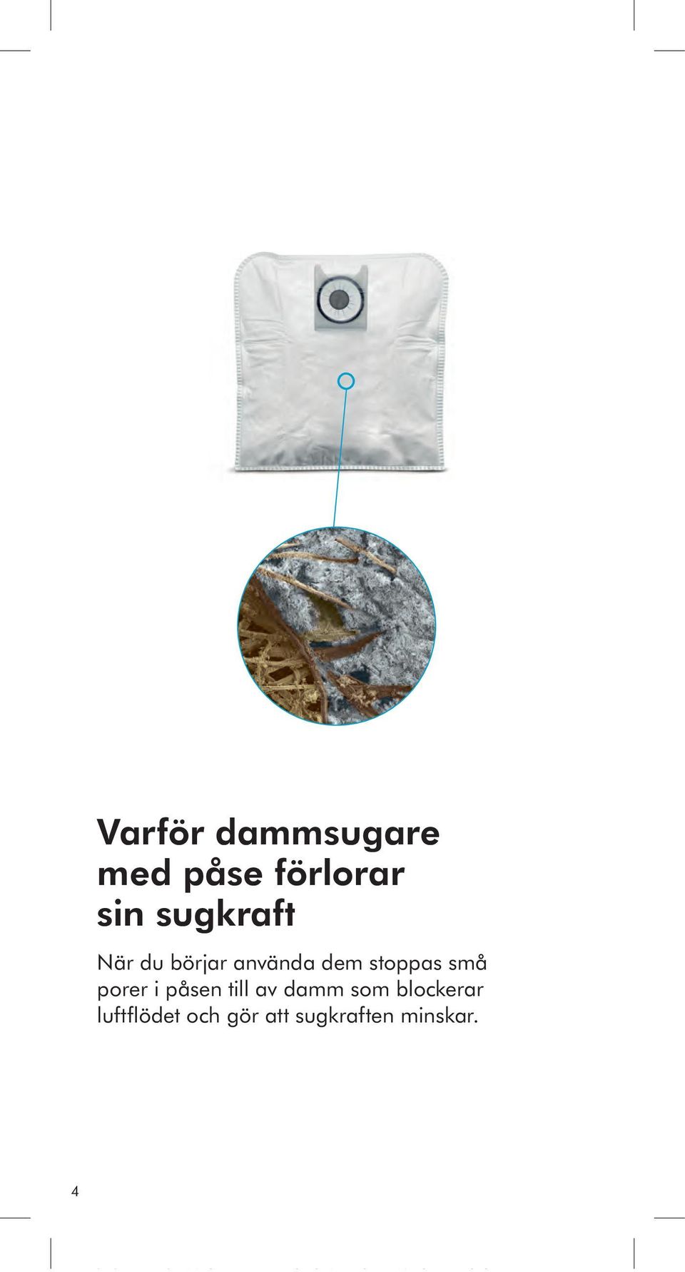 små porer i påsen till av damm som