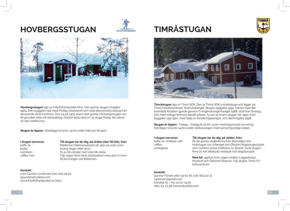 Hösten 1974 stod en ny stuga färdig, lite större än den nedbrunna. Stugan är öppen : Söndagar kl 11.00 14.00 under februari till april. Timråstugan ägs av Timrå SOK.