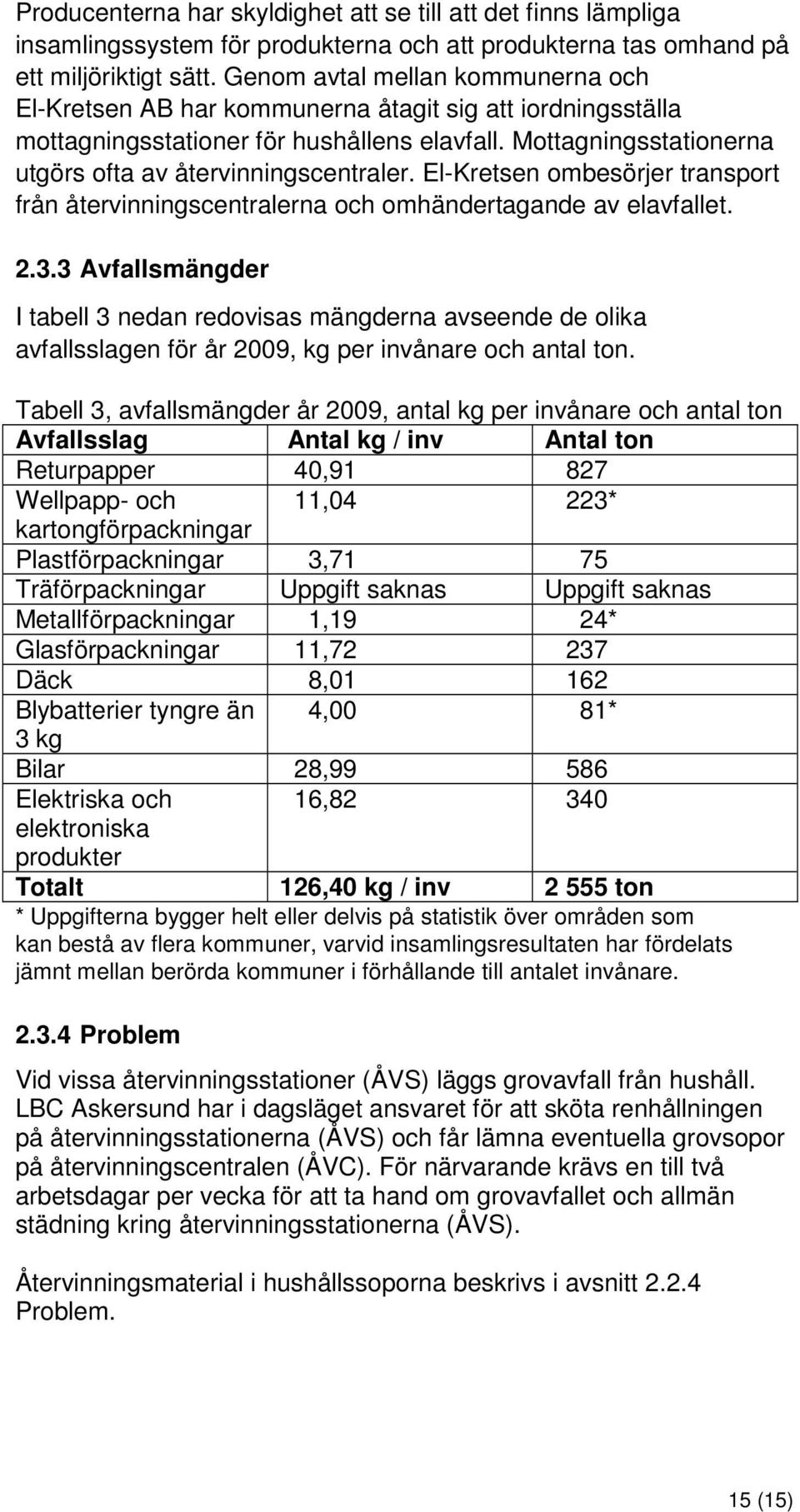 El-Kretsen ombesörjer transport från återvinningscentralerna och omhändertagande av elavfallet. 2.3.