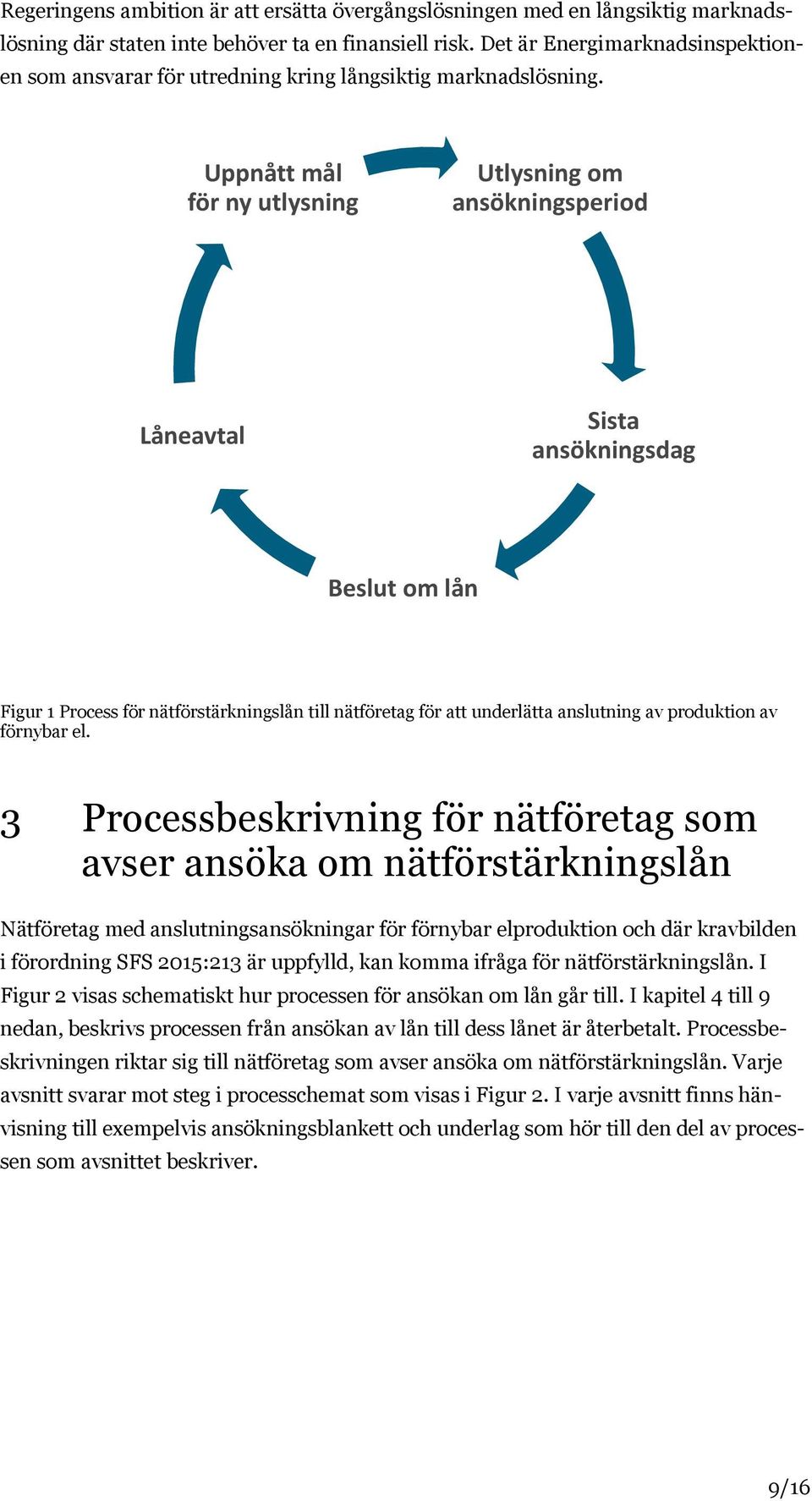 Uppnått mål för ny utlysning Utlysning om ansökningsperiod Låneavtal Sista ansökningsdag Beslut om lån Figur 1 Process för nätförstärkningslån till nätföretag för att underlätta anslutning av