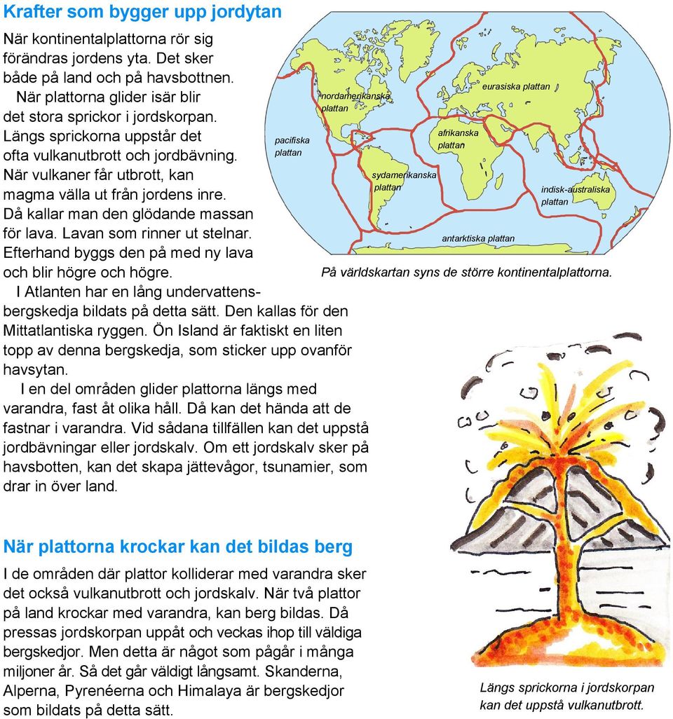 Då kallar man den glödande massan för lava. Lavan som rinner ut stelnar. Efterhand byggs den på med ny lava och blir högre och högre.