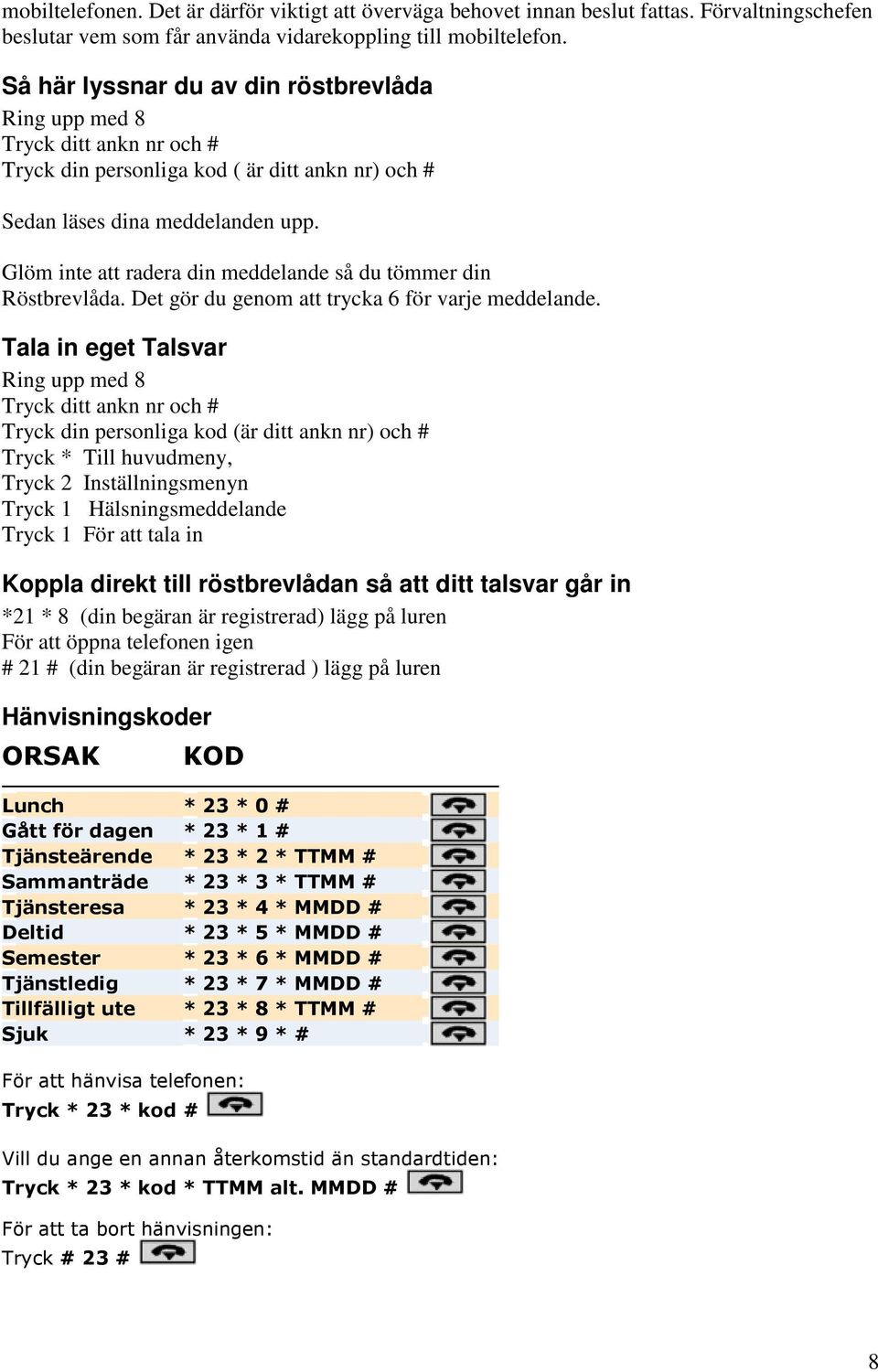 Glöm inte att radera din meddelande så du tömmer din Röstbrevlåda. Det gör du genom att trycka 6 för varje meddelande.