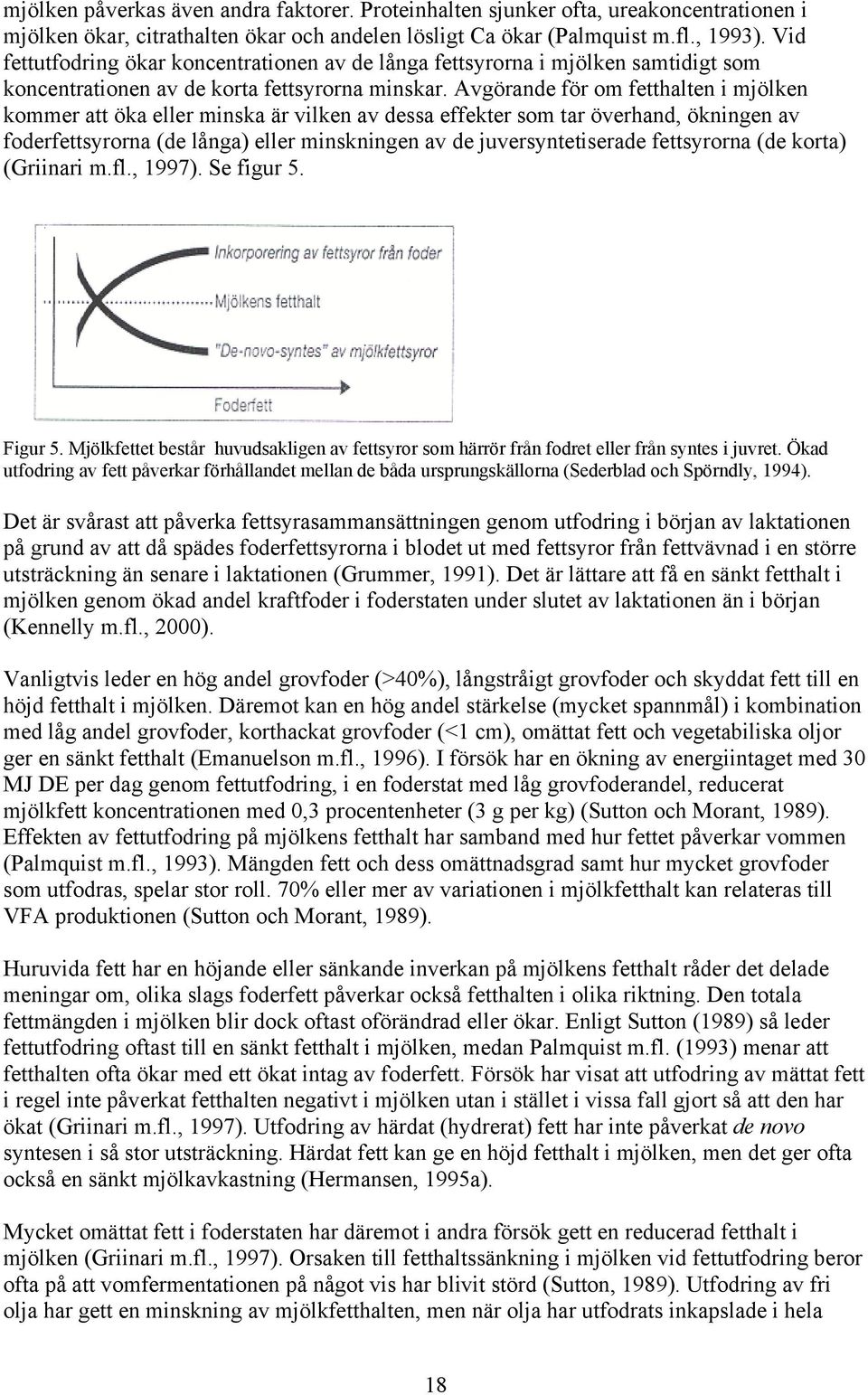 Avgörande för om fetthalten i mjölken kommer att öka eller minska är vilken av dessa effekter som tar överhand, ökningen av foderfettsyrorna (de långa) eller minskningen av de juversyntetiserade