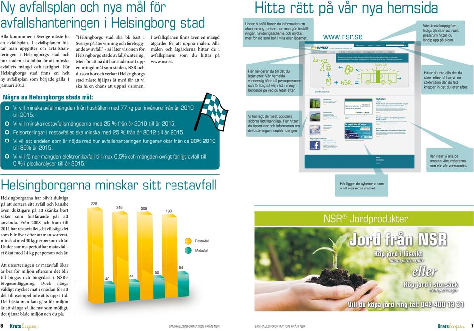 För Helsingborgs stad finns en helt ny avfallsplan som började gälla 1 januari 2012.