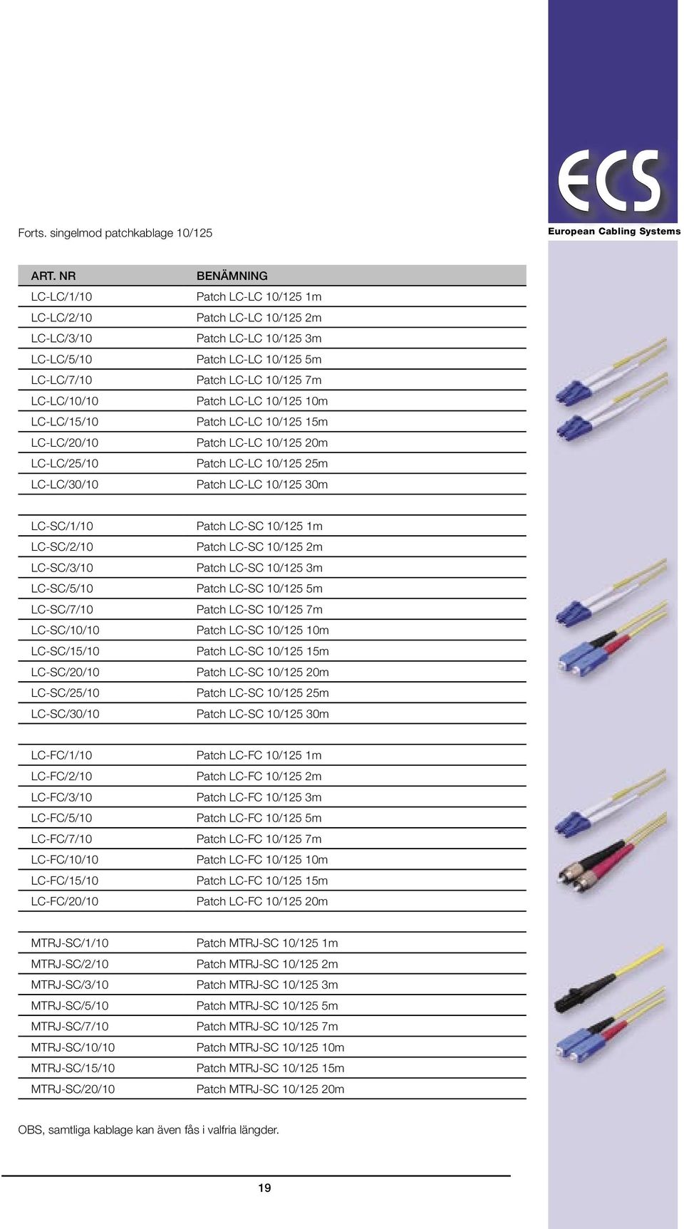LC-LC 10/125 3m Patch LC-LC 10/125 5m Patch LC-LC 10/125 7m Patch LC-LC 10/125 10m Patch LC-LC 10/125 15m Patch LC-LC 10/125 20m Patch LC-LC 10/125 25m Patch LC-LC 10/125 30m LC-SC/1/10 LC-SC/2/10