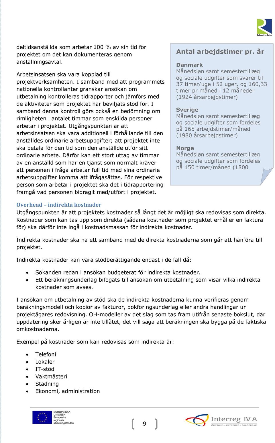 I samband denna kontroll görs också en bedömning om rimligheten i antalet timmar som enskilda personer arbetar i projektet.