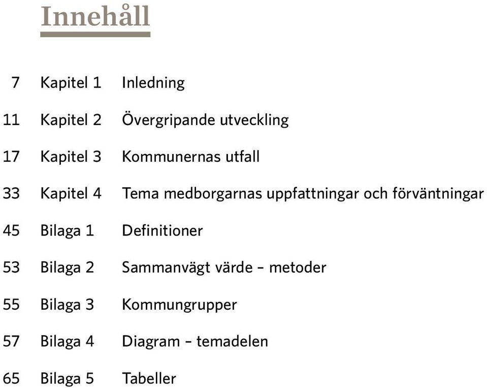 och förväntningar 45 Bilaga 1 Definitioner 53 Bilaga 2 Sammanvägt värde