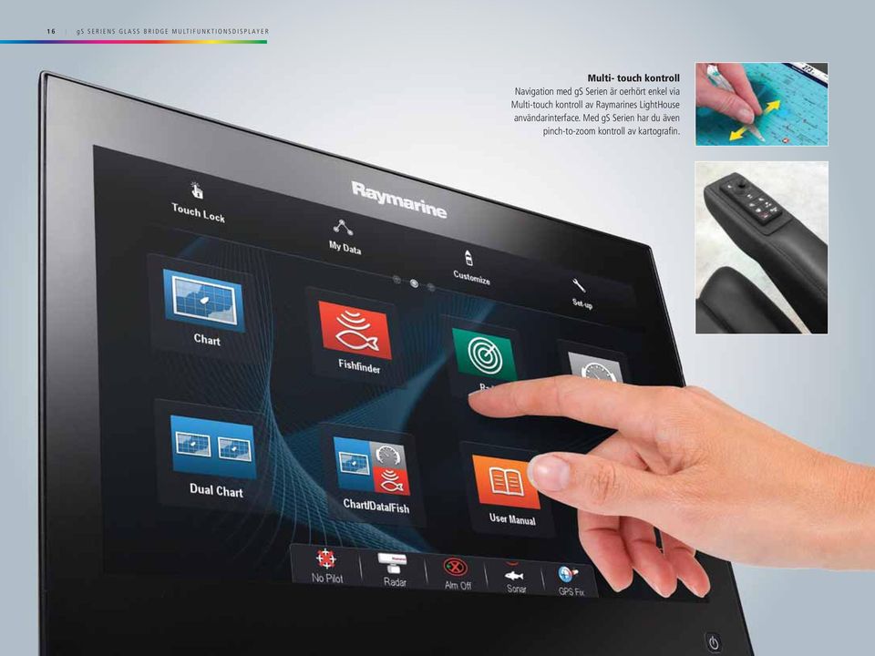 Multi-touch kontroll av Raymarines LightHouse