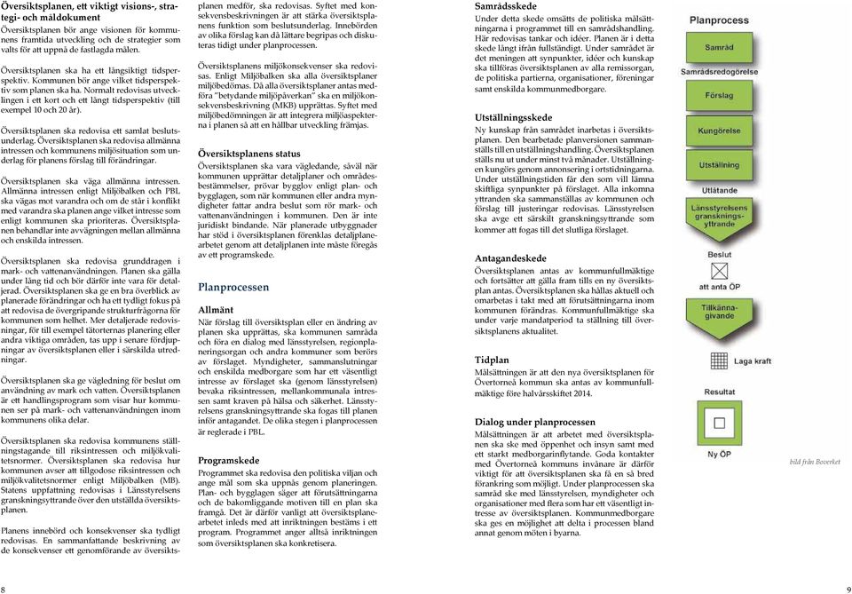 Normalt redovisas utvecklingen i ett kort och ett långt tidsperspektiv (till exempel 10 och 20 år). Översiktsplanen ska redovisa ett samlat beslutsunderlag.