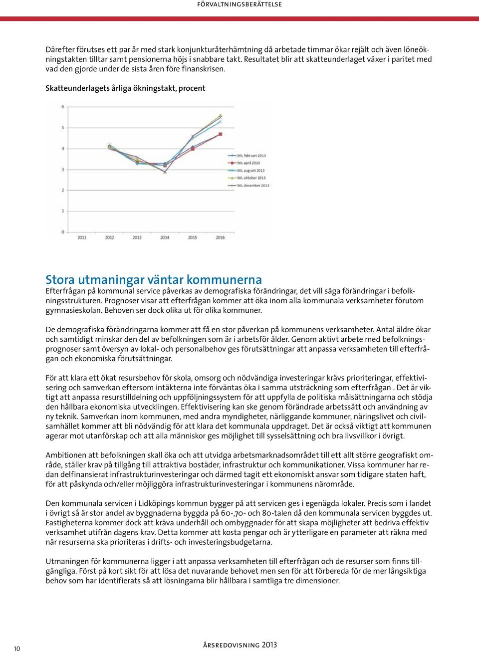 Skatteunderlagets årliga ökningstakt, procent Stora utmaningar väntar kommunerna Efterfrågan på kommunal service påverkas av demografiska förändringar, det vill säga förändringar i