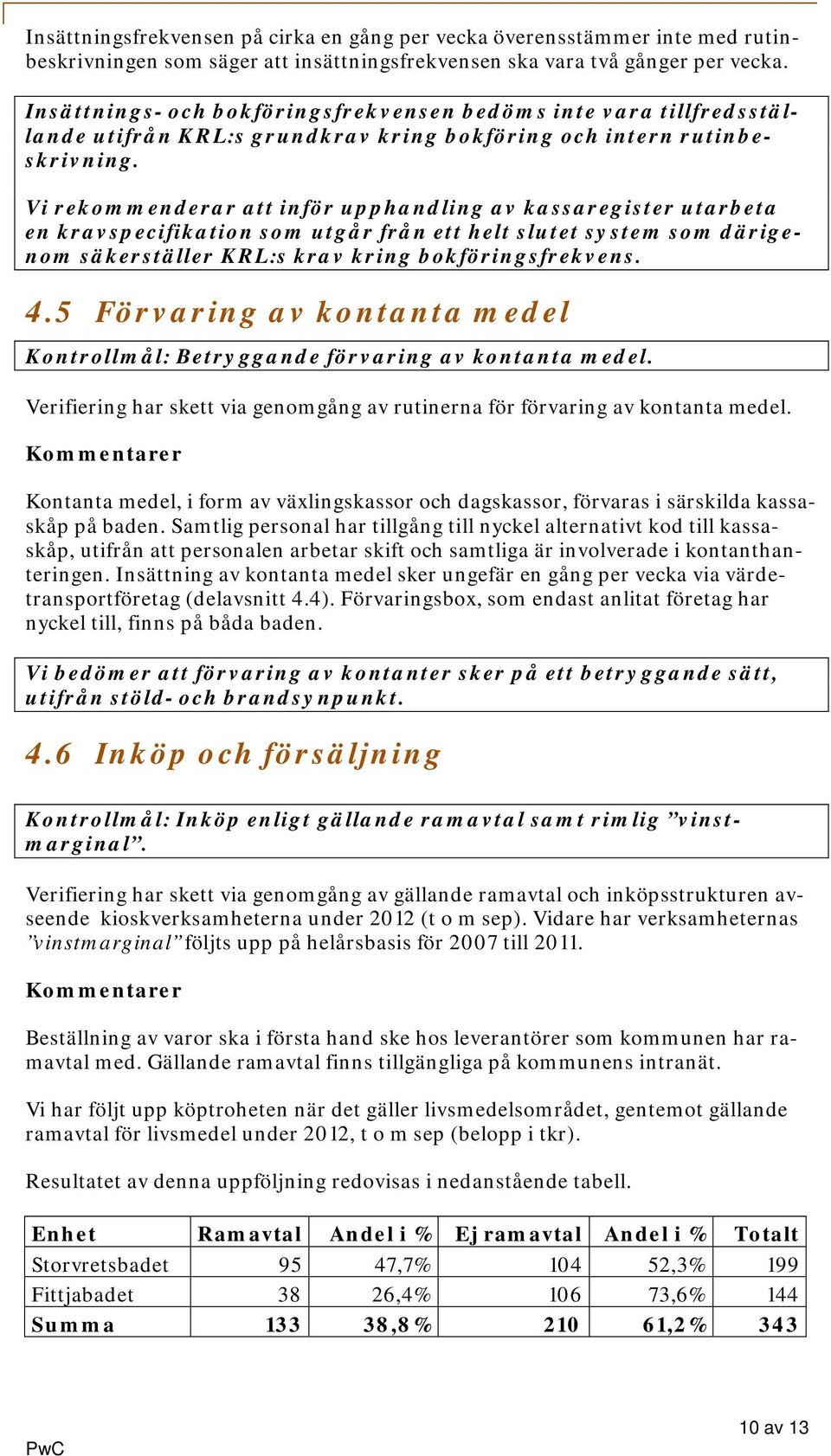 Vi rekommenderar att inför upphandling av kassaregister utarbeta en kravspecifikation som utgår från ett helt slutet system som därigenom säkerställer KRL:s krav kring bokföringsfrekvens. 4.