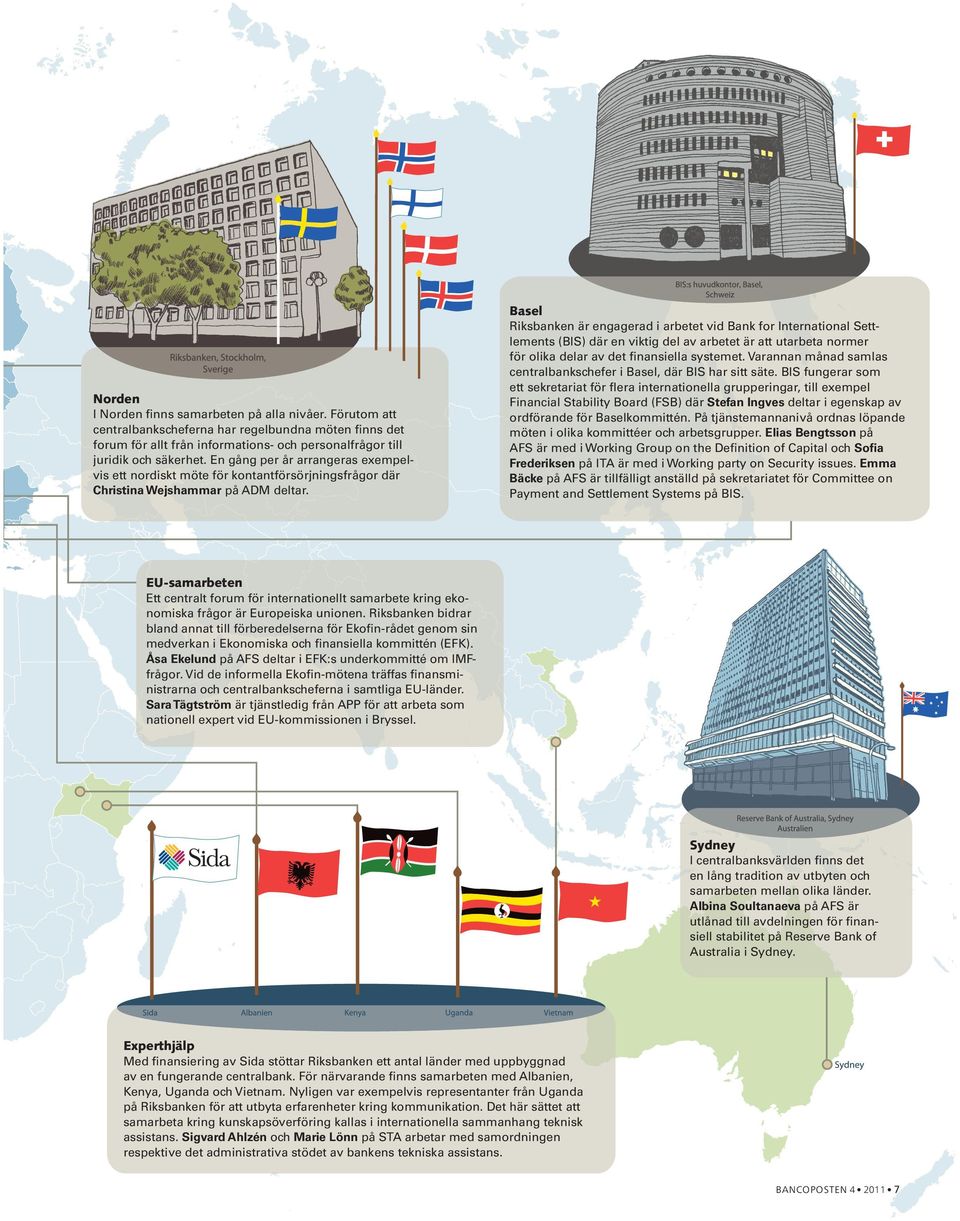 Riksbanken är engagerad i arbetet vid Bank for International Settlements (BIS) där en viktig del av arbetet är att utarbeta normer för olika delar av det finansiella systemet.