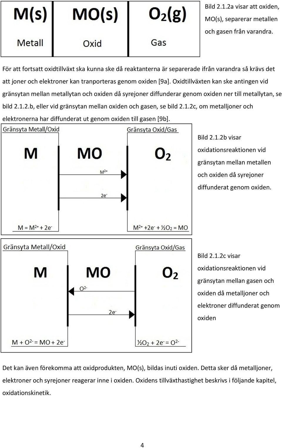 Oxidtillväxten kan ske antingen vid gränsytan mellan metallytan och oxiden då syrejoner diffunderar genom oxiden ner till metallytan, se bild 2.