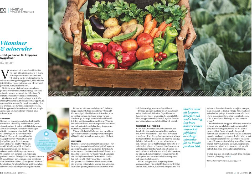 De flesta av de 13 vitaminerna som kroppen behöver får man på ett naturligt sätt i små mängder genom maten, detta gäller även för mineralerna som även kallas spårämnen.
