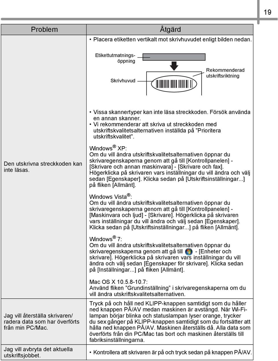 Windows XP: Om du vill ändra utskriftskvalitetsalternativen öppnar du skrivaregenskaperna genom att gå till [Kontrollpanelen] - [Skrivare och annan maskinvara] - [Skrivare och fax].