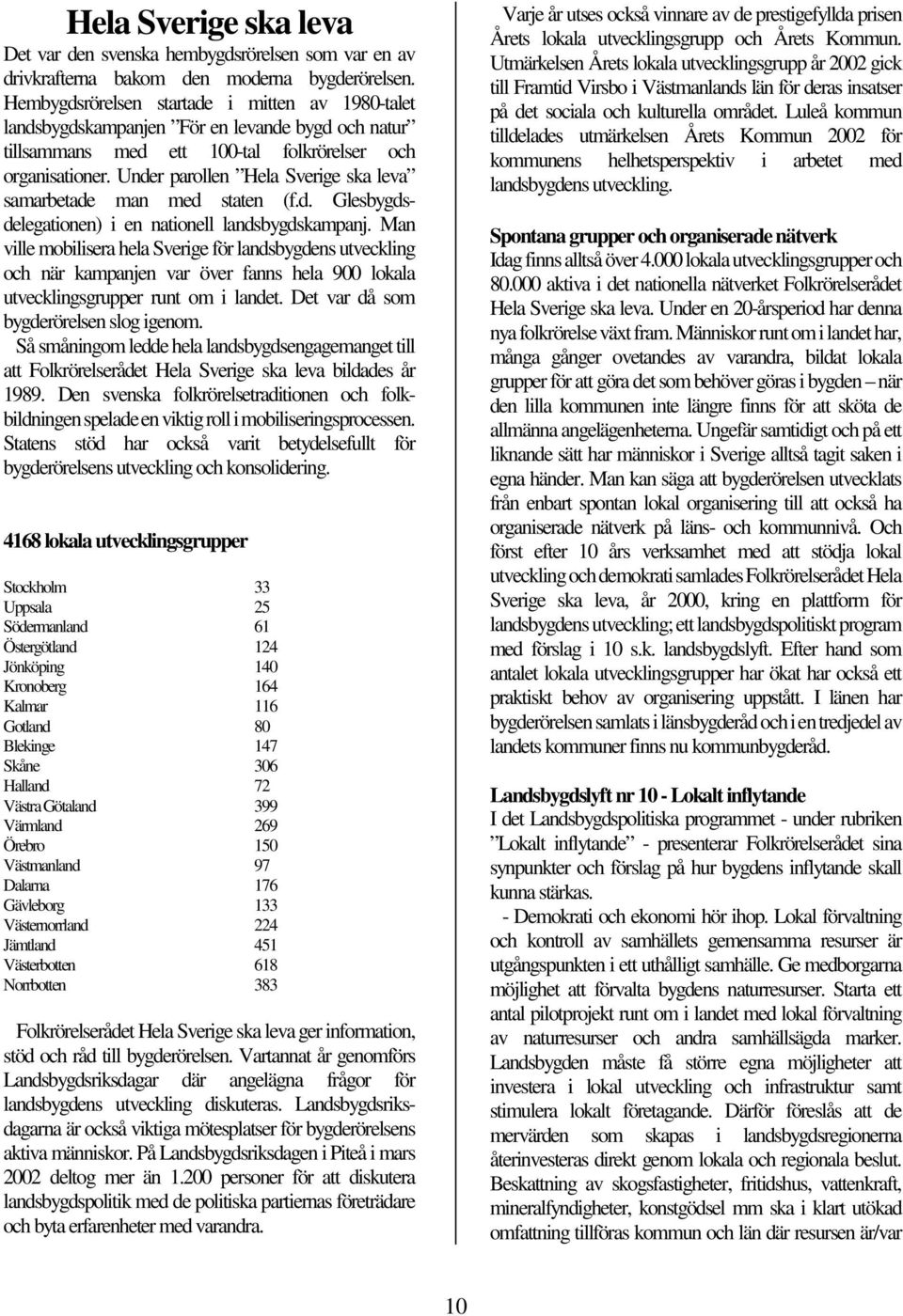 Under parollen Hela Sverige ska leva samarbetade man med staten (f.d. Glesbygdsdelegationen) i en nationell landsbygdskampanj.