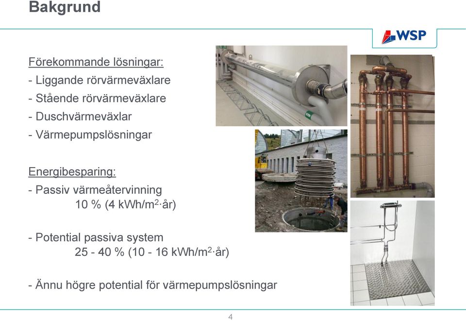 Energibesparing: - Passiv värmeåtervinning 10 % (4 kwh/m 2 år) -