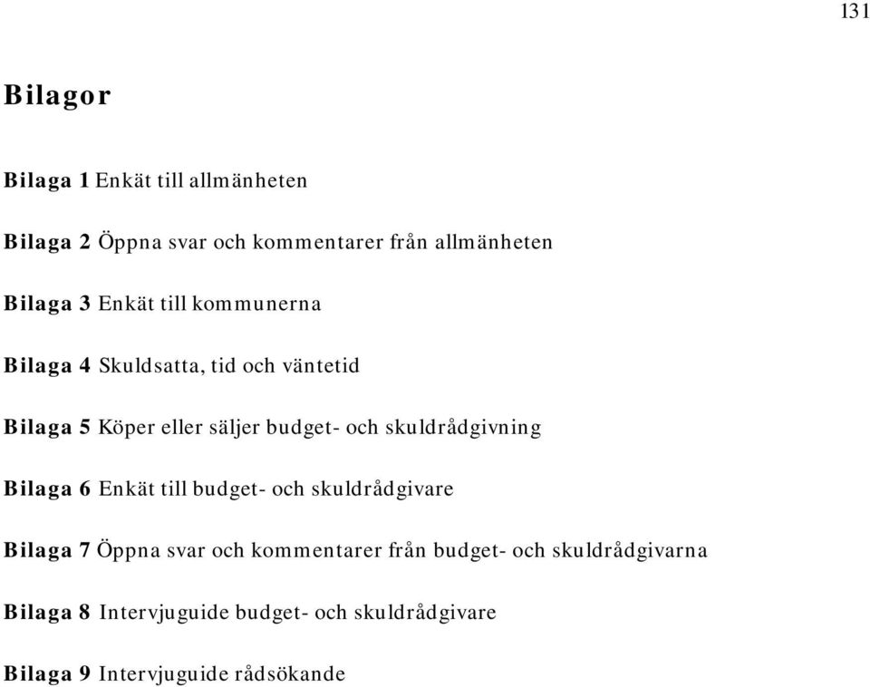 skuldrådgivning Bilaga 6 Enkät till budget- och skuldrådgivare Bilaga 7 från budget- och