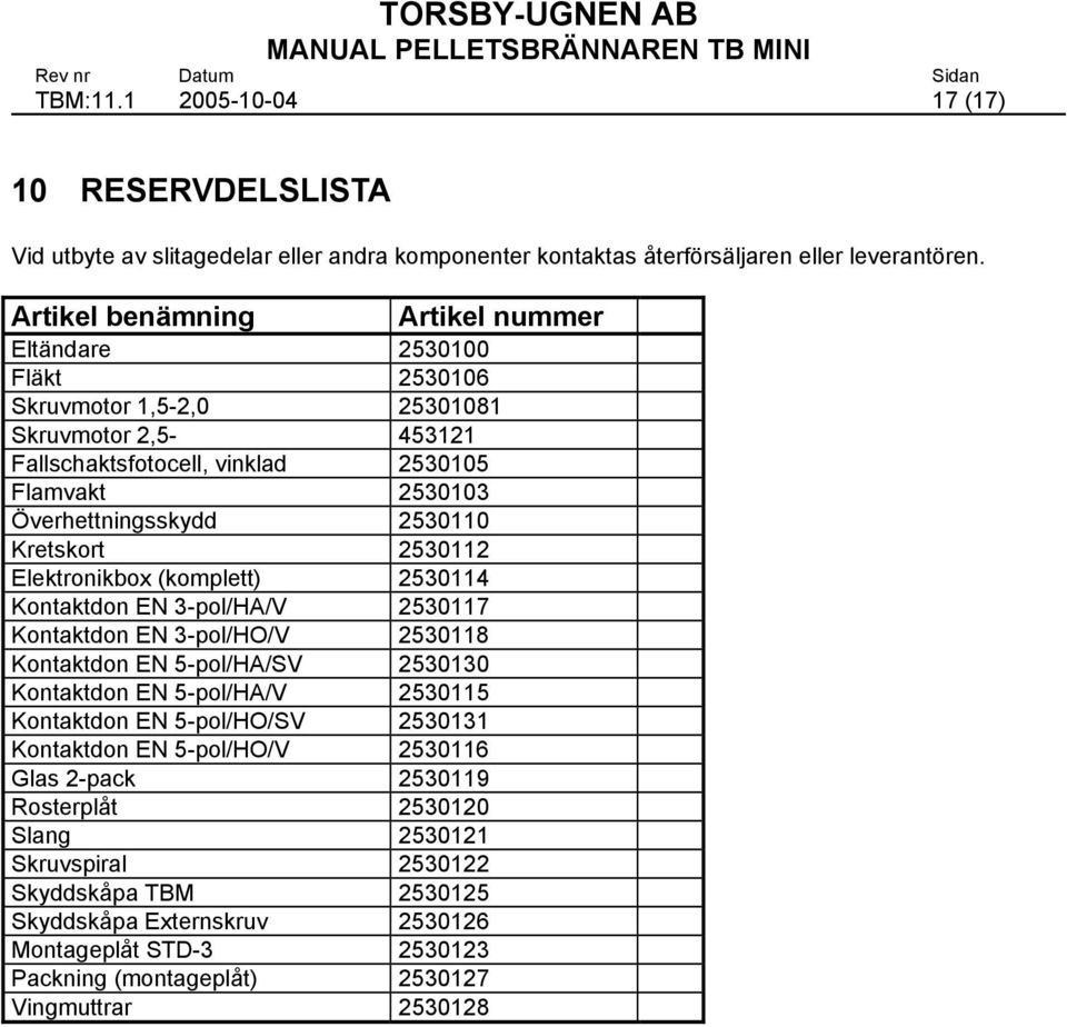 Kretskort 2530112 Elektronikbox (komplett) 2530114 Kontaktdon EN 3-pol/HA/V 2530117 Kontaktdon EN 3-pol/HO/V 2530118 Kontaktdon EN 5-pol/HA/SV 2530130 Kontaktdon EN 5-pol/HA/V 2530115 Kontaktdon EN